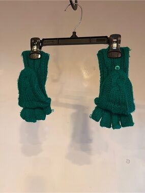 Aeropostale Teal Knit Convertible Fingerless Gloves with Mittens
